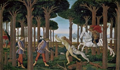 La historia de Nastagio degli Onesti I de Sandro Botticelli