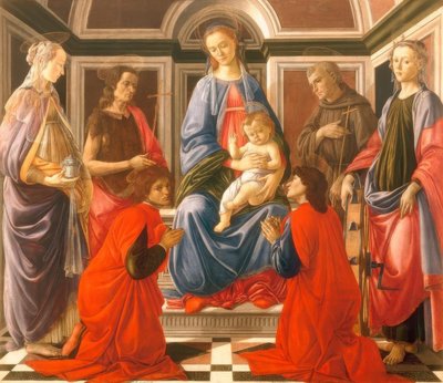 Madonna entronizada con el niño y de Sandro Botticelli