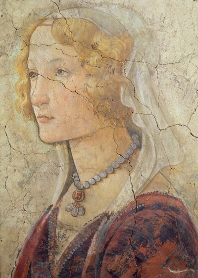 Venus y las Tres Gracias Ofreciendo Regalos a una Niña (detalle) de Sandro Botticelli