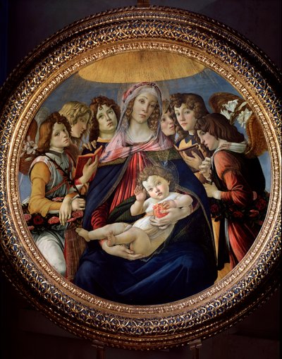 Virgen y Niño y seis ángeles, llamada Madonna della Melagrana o Melograno de Sandro Botticelli