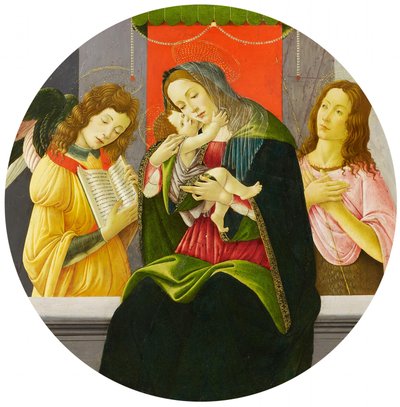 La Virgen con el Niño, Juan Bautista y un ángel de Sandro Botticelli and workshop