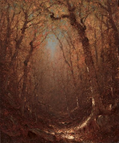 Otoño, un camino de madera de Sanford Robinson Gifford