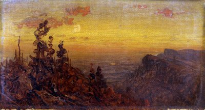 Indios en la fogata--Salida de la luna, n.d. de Sanford Robinson Gifford