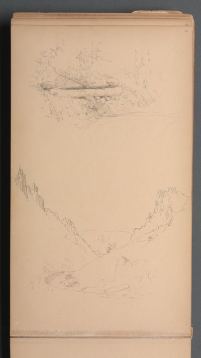 Cuaderno de bocetos, página 15: Paisajes, Berlin Falls, 1859 de Sanford Robinson Gifford