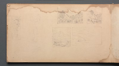 Cuaderno de bocetos, página 39: Paisaje de Maine Vignittes de Sanford Robinson Gifford