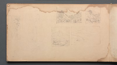 Cuaderno de bocetos, página 39: Viñetas del paisaje de Maine, 1859 de Sanford Robinson Gifford