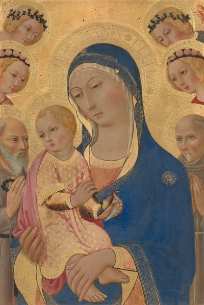 Madonna y el Niño con San Jerónimo, San Bernardino y ángeles, c. 1460-1470 de Sano di Pietro