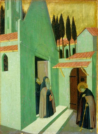 San Antonio dejando su monasterio, c. 1430-1435 de Sano di Pietro
