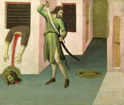 La decapitación de San Juan Bautista (temple sobre tabla) de Sano di Pietro
