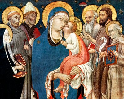 La Virgen y el Niño con santos, mediados del siglo XV, 1931 de Sano di Pietro