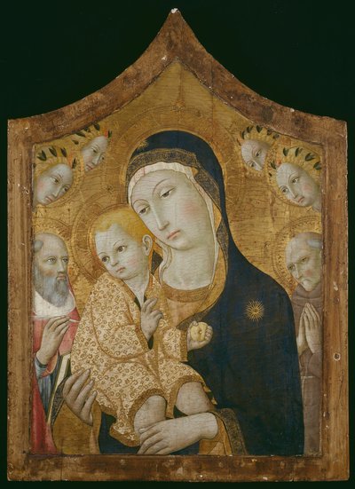 La Virgen y el Niño con los santos Jerónimo, Bernardino de Siena y ángeles de Sano di Pietro