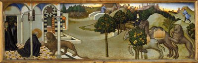 San Jerónimo saca una espina de la pata del león ... de Sano di also Ansano di Pietro di Mencio Pietro