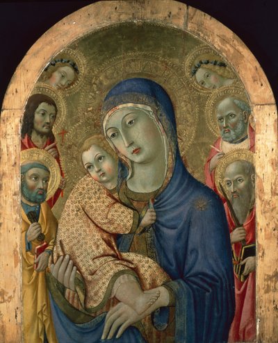 La Madonna y el Niño con Santos y Ángeles de Sano di also Ansano di Pietro di Mencio Pietro