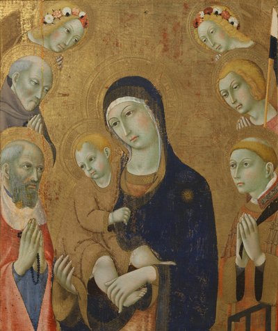 Virgen con el Niño, ángeles y santos (pintura sobre madera) de Sano di also Ansano di Pietro di Mencio Pietro