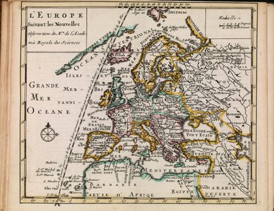 Mapa de la colección de mapas de la Biblioteca Nacional. El mapa fue publicado entre 1690-1708 y muestra Europa de Sanson chez Mortier