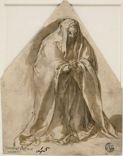 Mujer arrodillada (recto y verso) de Sante Peranda