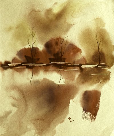 Reflejo en el agua en otoño de Santhosh ch