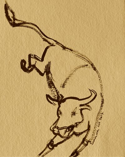 Toro embistiendo expresivo de Santhosh ch