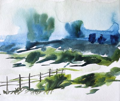 Paisaje rural brumoso de Santhosh ch