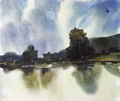 Reflejo en el lago brumoso de Santhosh ch