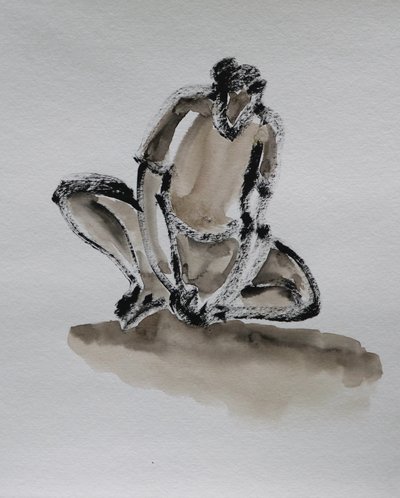 Figura agazapada y pensativa de Santhosh ch