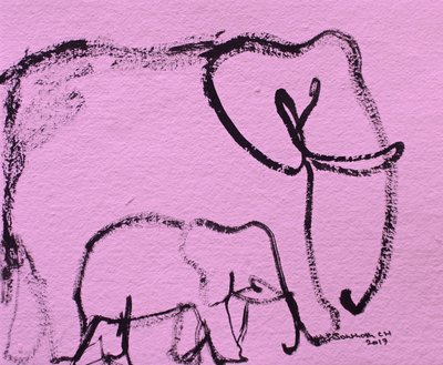 Boceto de una familia de elefantes rosas de Santhosh ch