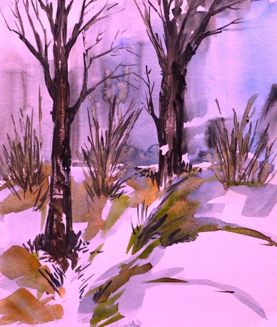Bosques rosados de invierno de Santhosh ch
