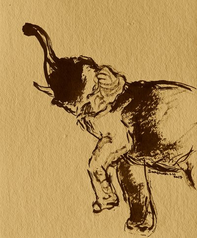 Poderoso elefante alzándose de Santhosh ch