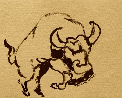 Poderoso búfalo a tinta de Santhosh ch