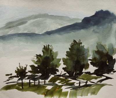 Paisaje sereno de la Montaña Verde de Santhosh ch