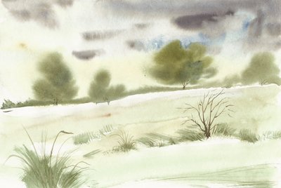 Paisaje sereno en acuarela de Santhosh ch