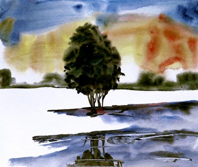 Reflejo de un árbol al atardecer de Santhosh ch