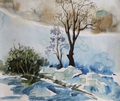 La serenidad del río en invierno de Santhosh ch