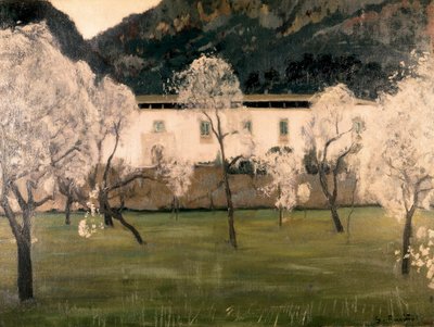 Paisaje con flores en los árboles de Santiago Rusinol i Prats
