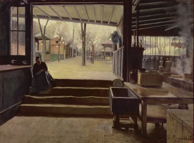 La cocina o el laboratorio del Moulin de la Galette, París (óleo sobre lienzo) de Santiago Rusinol i Prats