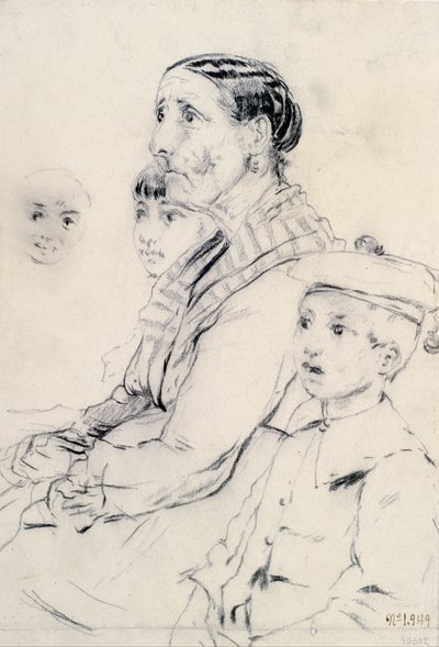 Estudio de una mujer y niños de Santiago Rusiñol