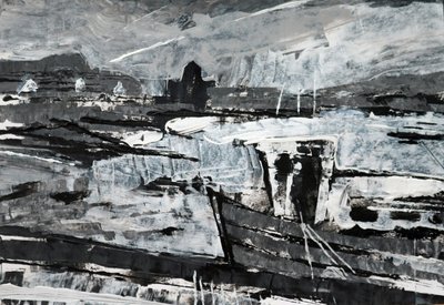 Amarre (pintura en blanco y negro) de Sara Hayward