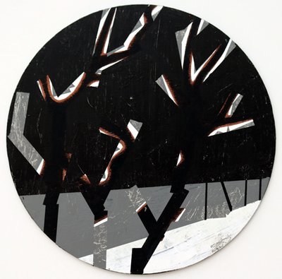 Twixt Heaven & Earth I-B (acrílico sobre tabla circular) de Sara Hayward