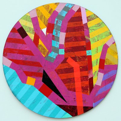 Twixt Heaven & Earth III-A (acrílico sobre tabla circular) de Sara Hayward