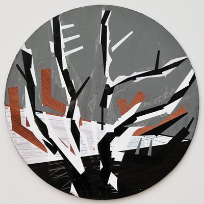 Twixt Heaven & Earth III-B (acrílico sobre tabla circular) de Sara Hayward