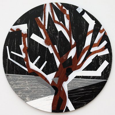 Twixt Heaven & Earth IV-B (acrílico sobre tabla circular) de Sara Hayward