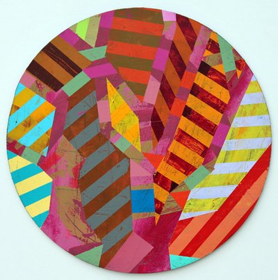 Twixt Heaven & Earth V-A (acrílico sobre tabla circular) de Sara Hayward