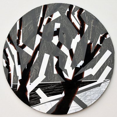 Twixt Heaven & Earth V-B (acrílico sobre tabla circular) de Sara Hayward