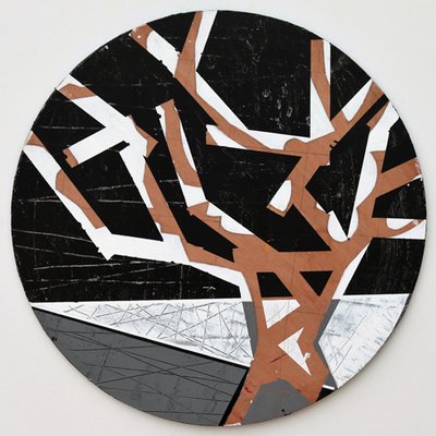 Twixt Heaven & Earth VI-B (acrílico sobre tabla circular) de Sara Hayward
