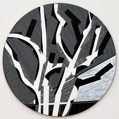 Twixt Heaven & Earth VII-B (acrílico sobre tabla circular) de Sara Hayward