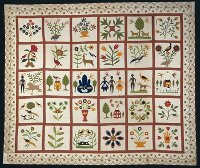 Cubrecama conocido como Quilt de Álbum de Sarah Ann Wilson
