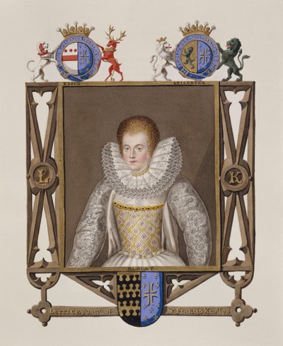 Retrato de Lettice Knollys (c.1541-1634) hija de Sir Francis Knollys de Memorias de la corte de la reina Isabel, publicado en 1825 de Sarah Countess of Essex