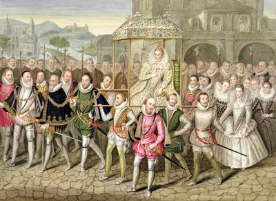 La reina Isabel I en procesión con sus cortesanos (c.160003) de 