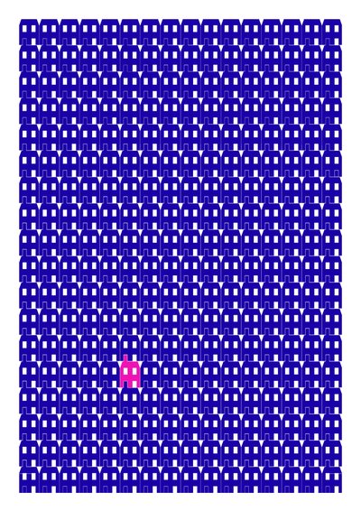 Blue Paper House Repeat Print, 2014 (impresión giclée gráfica) de Sarah Evans