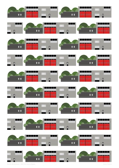 Fire Station Repeat Print, 2014 (impresión giclée gráfica) de Sarah Evans
